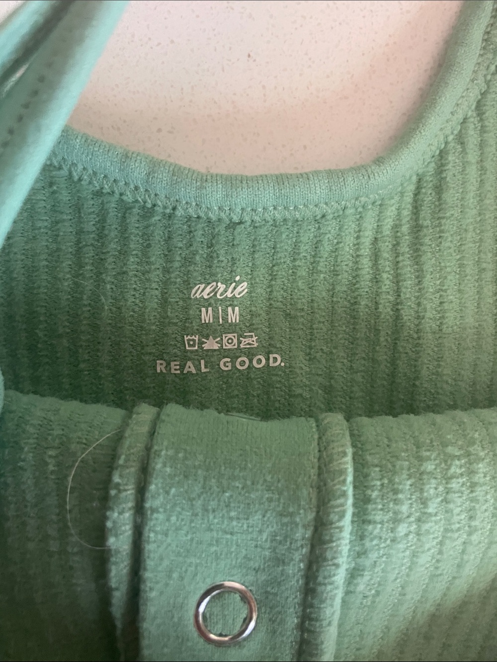 Aerie bundle Green Ribbed Button-Front Crop Tank Top and Raglan Ribbed Crop Top - Picture 3 of 7
